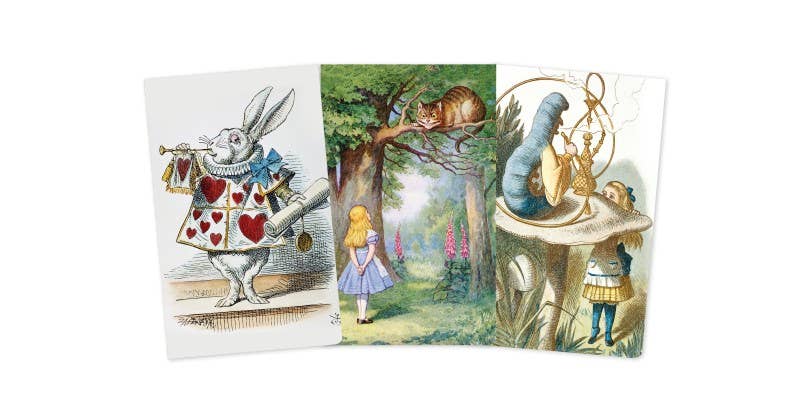 Alice In Wonderland Set of 3 Mini Notebooks - Boho Fabrics - Journals & Stationery