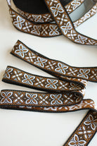 Alpine Petals in Brown, 1.5" Vintage Jacquard Woven Trim, TRIM - 017 - Boho Fabrics - Trims