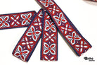 Alpine Petals in Navy & Red, 1.25" Vintage Jacquard Woven Trim. TRIM - 045 - Boho Fabrics - Trims