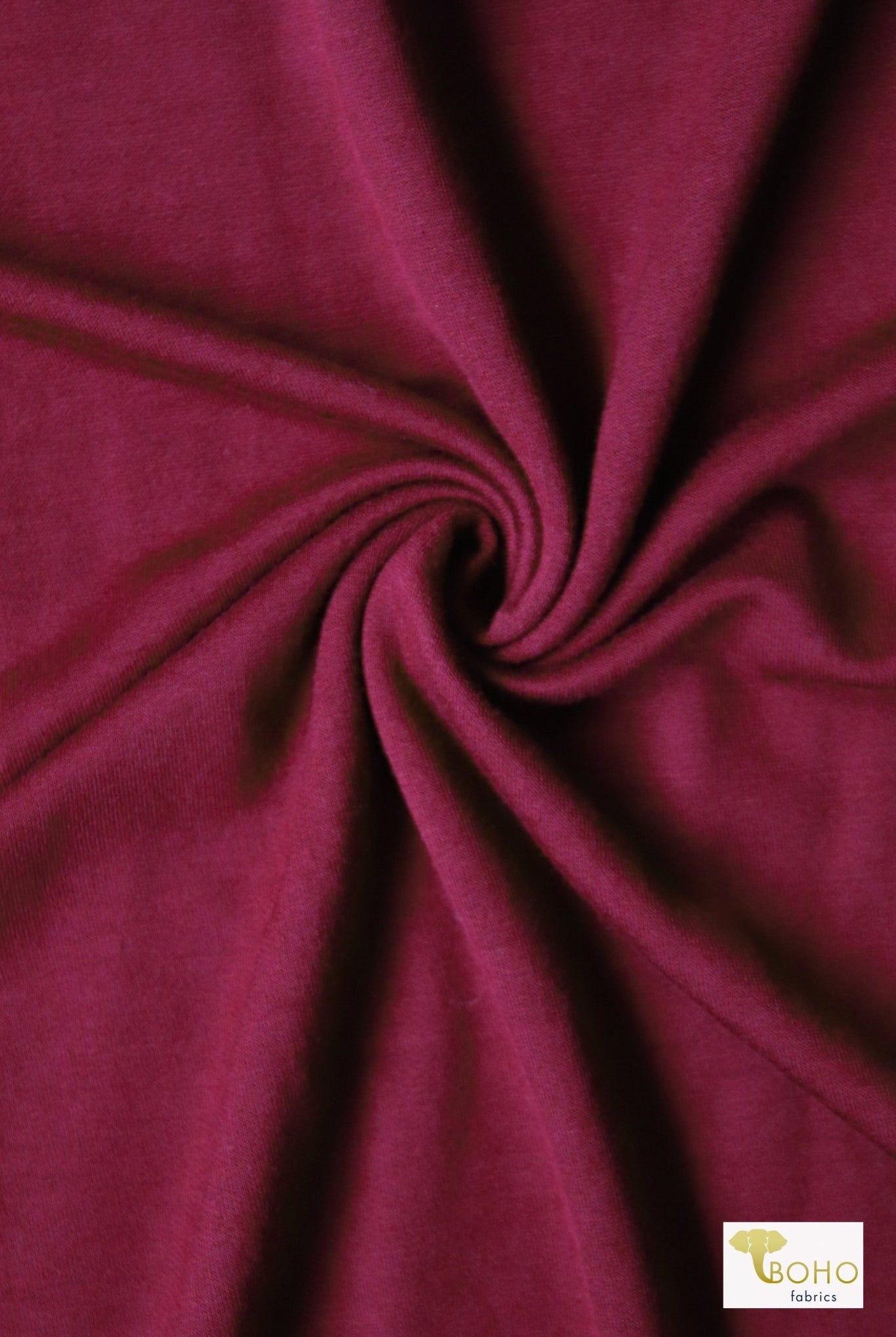 Ancient Burgundy, French Terry Solid Knit Fabric - Boho Fabrics