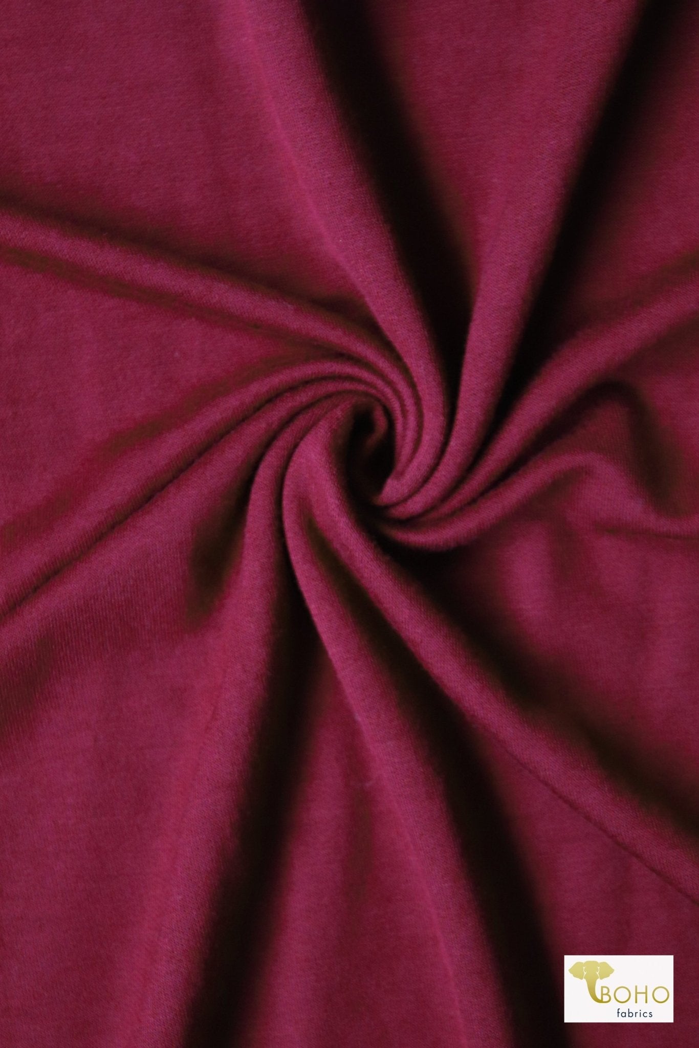 Ancient Burgundy, French Terry Solid Knit Fabric - Boho Fabrics