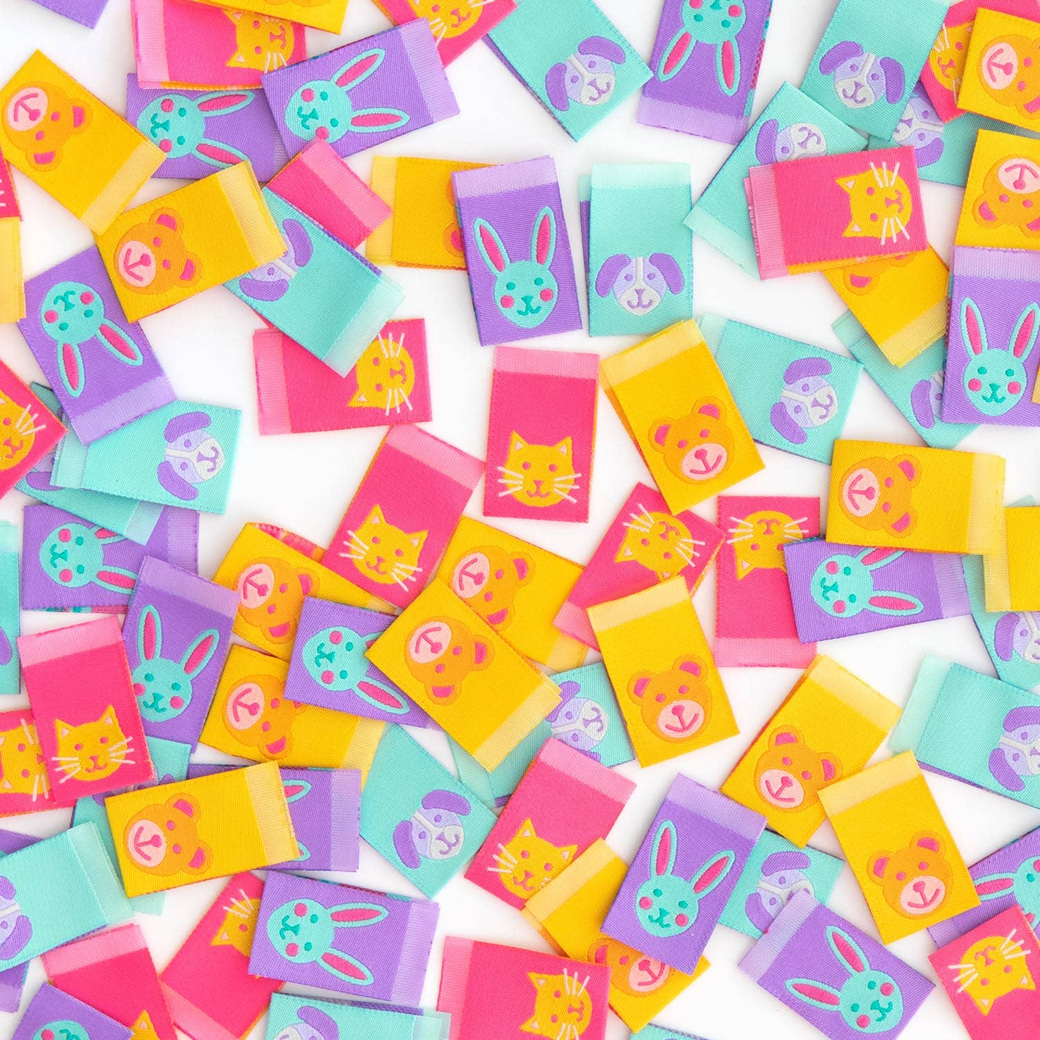 Animal Friends - Woven Sewing Clothing Label Tags - Boho Fabrics - 