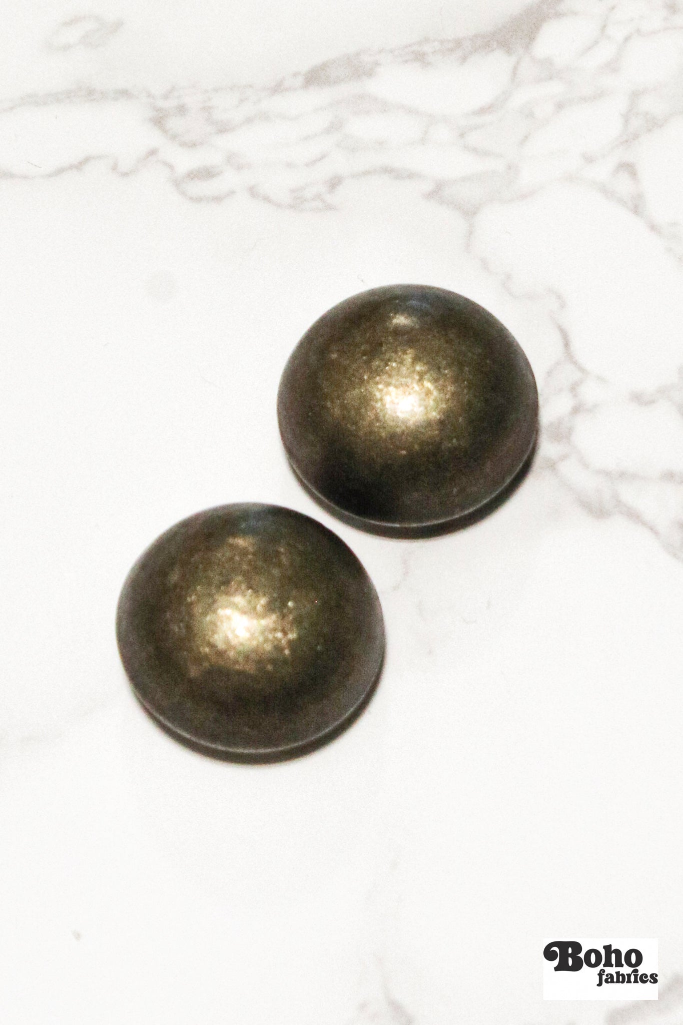 Antique Brass Metal Dome Shank Buttons. Available in 10mm (16L), 11.5mm (18L), 12.5mm (20L), 18mm (28L), 20mm (32L), 23mm (36L), 25mm (40L) - Boho Fabrics - Buttons & Snaps