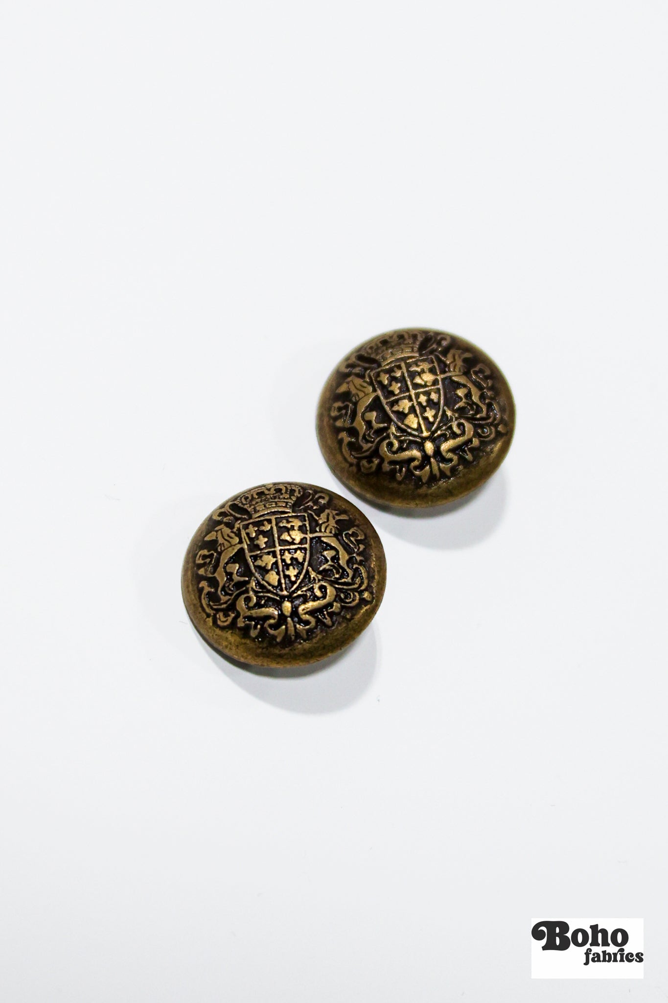 Antique Gold Blazer Metal Shank Buttons. 24L (15mm / 5/8"), 28L (18mm / 11/16"), 34L (21mm / 7/8") - Boho Fabrics - Buttons & Snaps