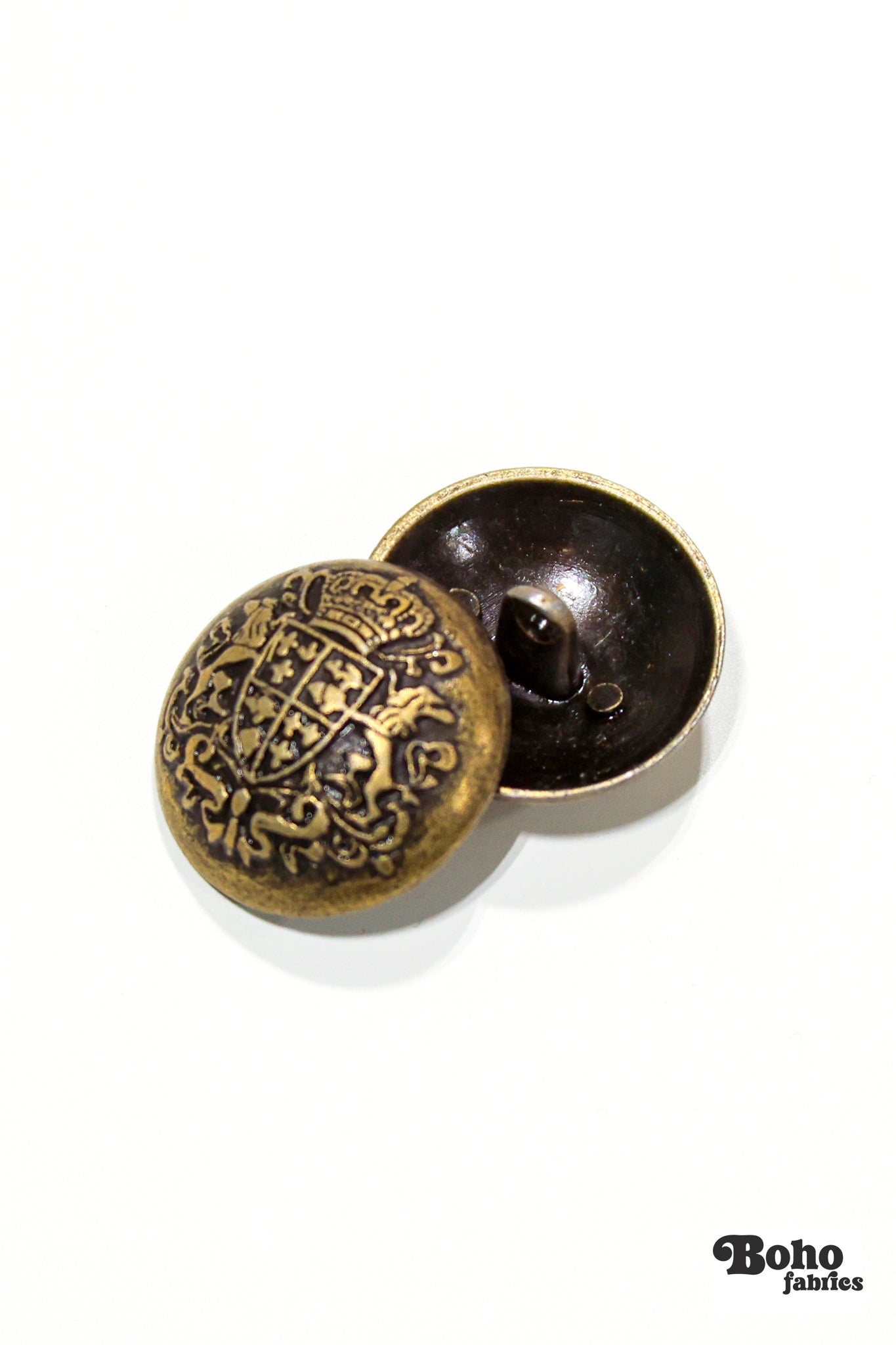 Antique Gold Blazer Metal Shank Buttons. 24L (15mm / 5/8"), 28L (18mm / 11/16"), 34L (21mm / 7/8") - Boho Fabrics - Buttons & Snaps