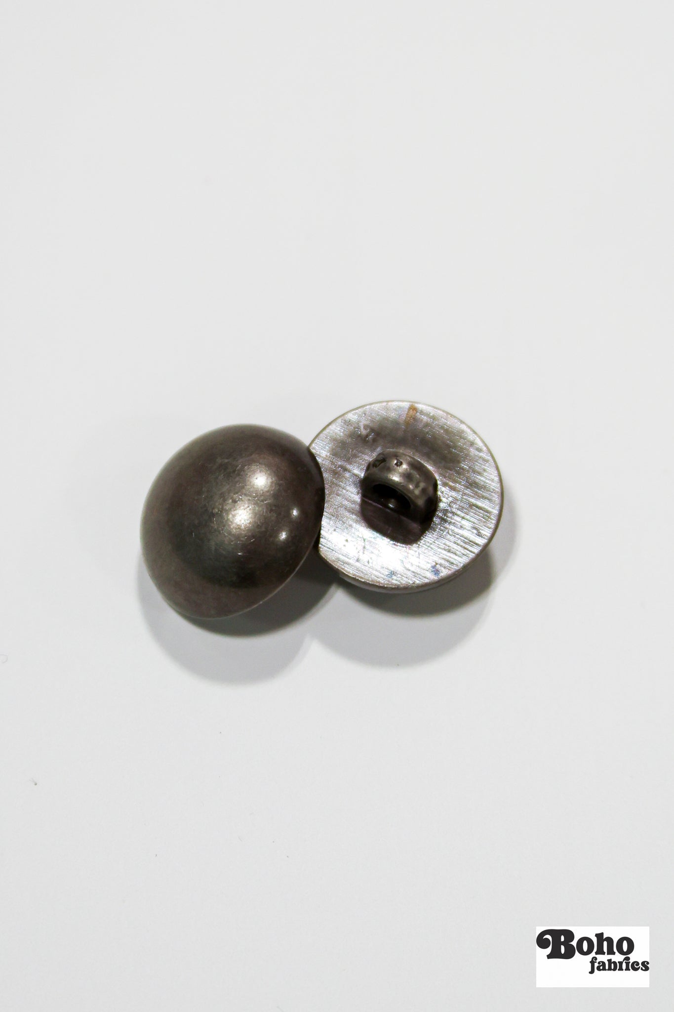 Antique Silver Dome Plastic Shank Buttons. 24L (15mm / 5/8"), 28L (18mm / 11/16"), 30L (19mm / 3/4") - Boho Fabrics - Buttons & Snaps
