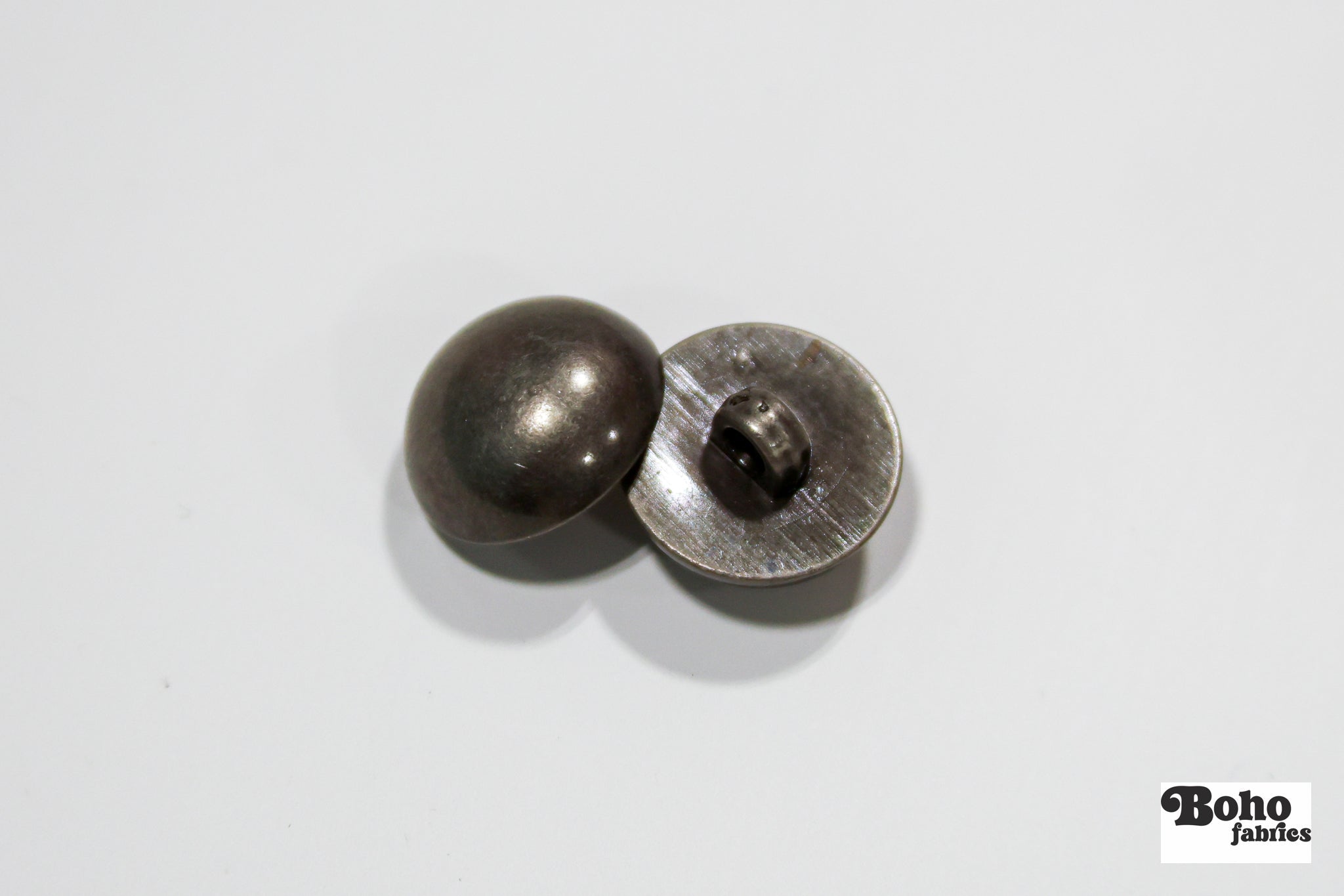 Antique Silver Dome Plastic Shank Buttons. 24L (15mm / 5/8"), 28L (18mm / 11/16"), 30L (19mm / 3/4") - Boho Fabrics - Buttons & Snaps