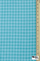 Aqua Plaid Cotton Shirting Woven Fabric - Boho Fabrics - Woven, Fabric