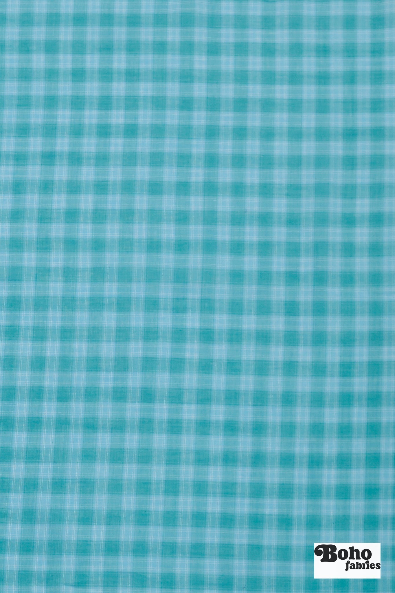 Aqua Plaid Cotton Shirting Woven Fabric - Boho Fabrics - Woven, Fabric