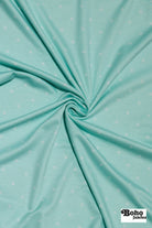 Aqua Polka Dots, French Terry Knit Fabric - Boho Fabrics - French Terry Prints, Knit Fabric