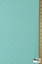 Aqua Polka Dots, French Terry Knit Fabric - Boho Fabrics - French Terry Prints, Knit Fabric