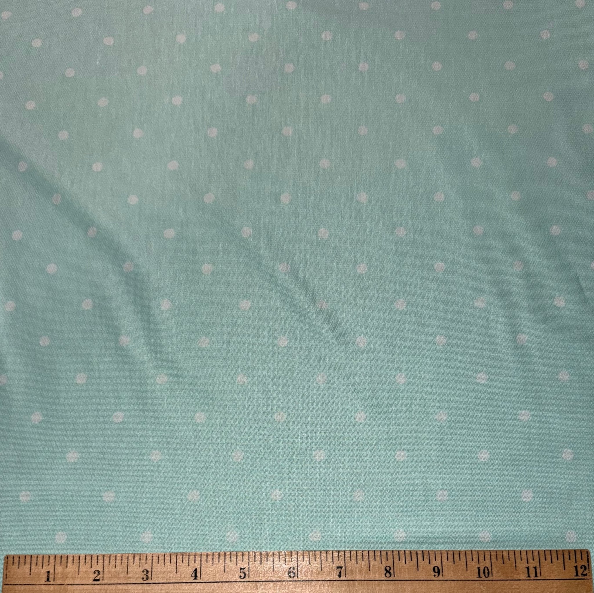 Aqua Polka Dots, French Terry Knit Fabric - Boho Fabrics - French Terry Prints, Knit Fabric
