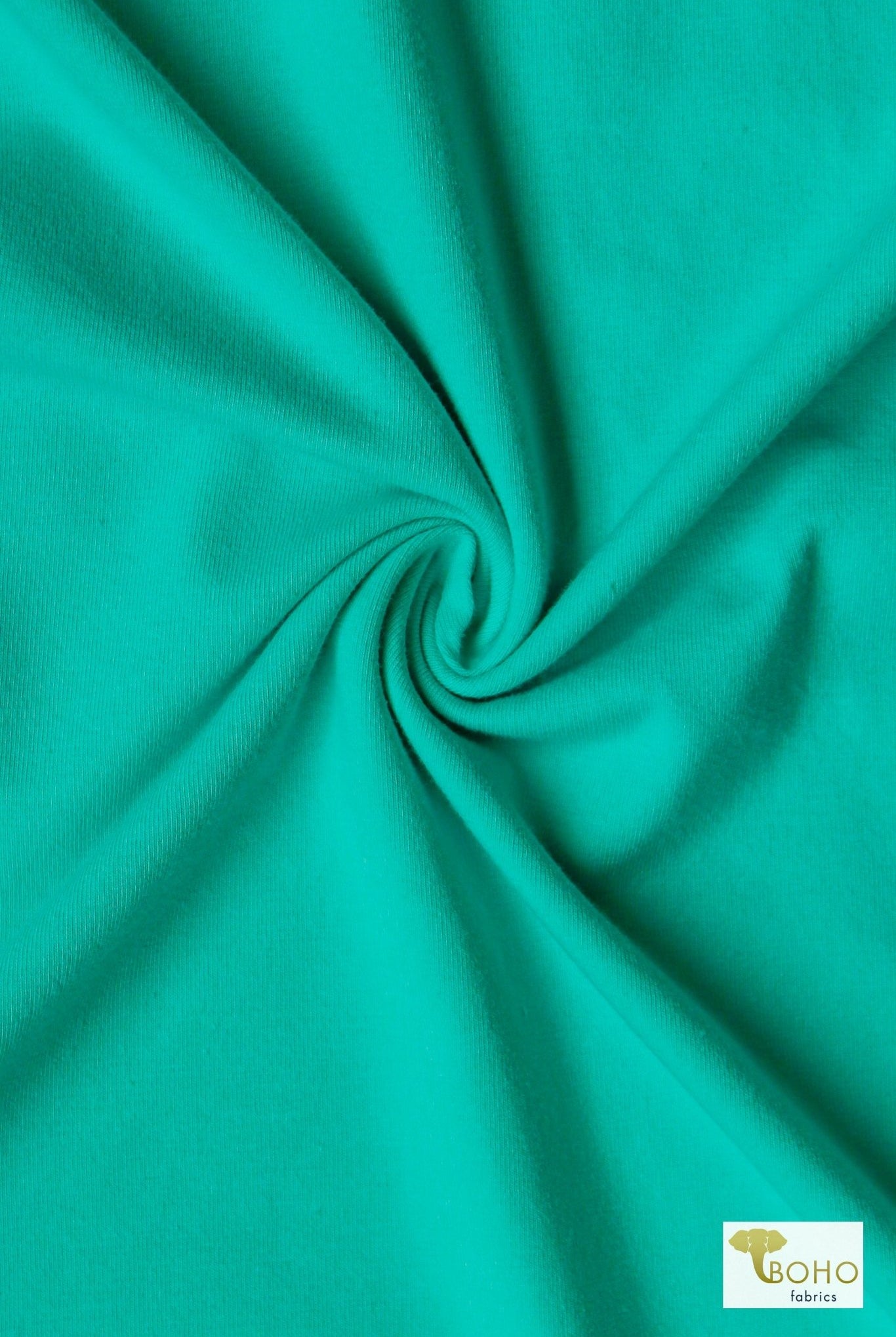 Aqua, Solid Cotton Spandex Knit Fabric, 9 oz. - Boho Fabrics