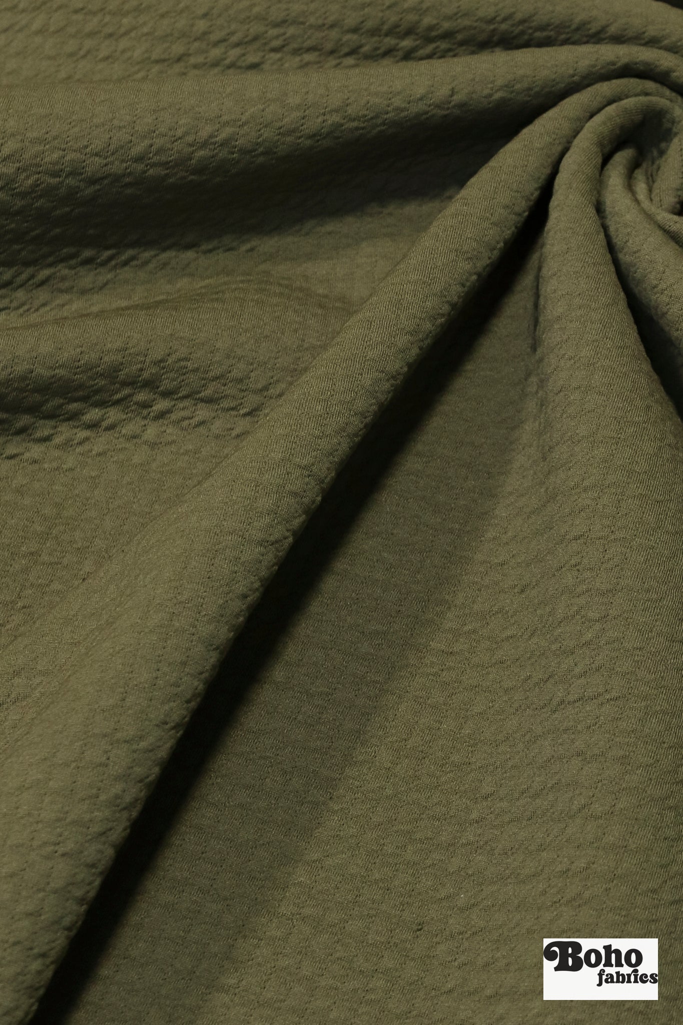 Army Olive, Polartec Power Air. Insulating Eco - Friendly, Performance Knit Fabric *2nds* - Boho Fabrics - Performance Fabrics