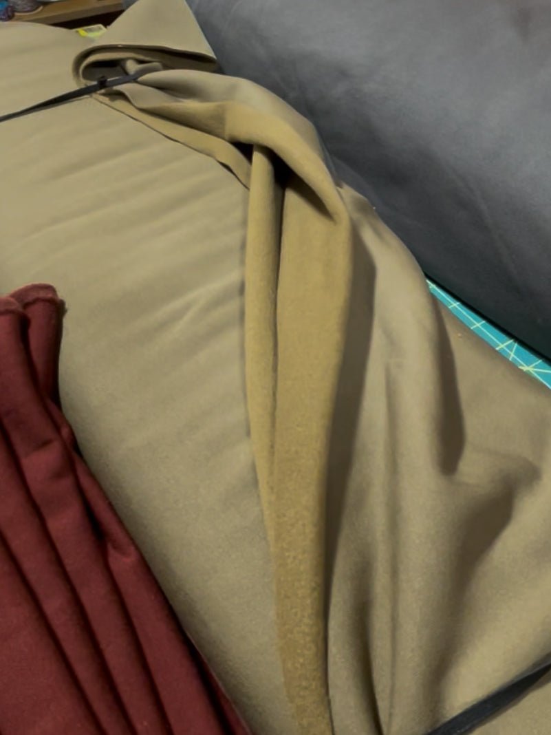 Army Olive, Power Stretch Pro Fleece - Backed Performance Fabric. 2nds - Boho Fabrics - Performance Fabrics