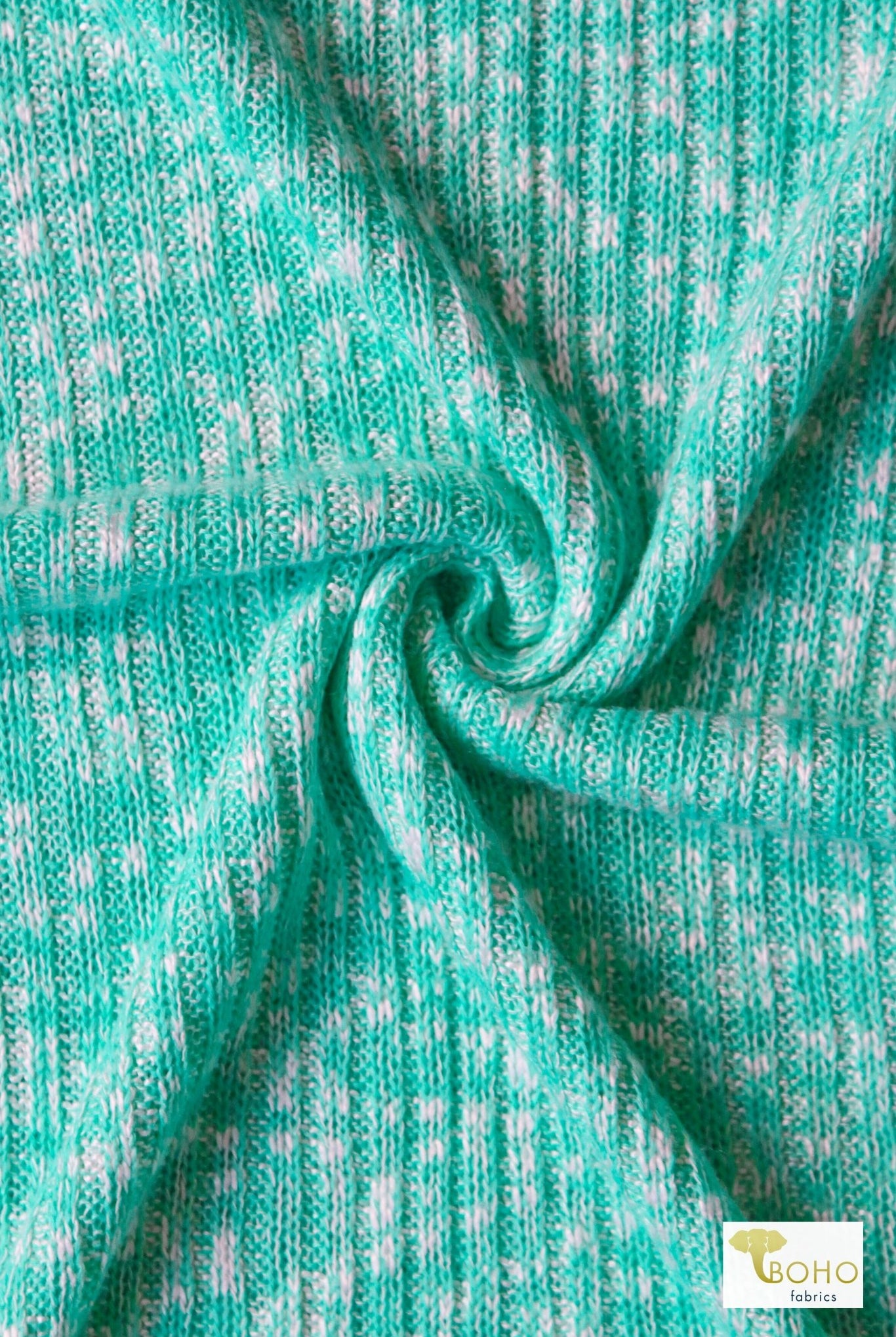 Atlantis Green, Rib Knit Fabric - Boho Fabrics