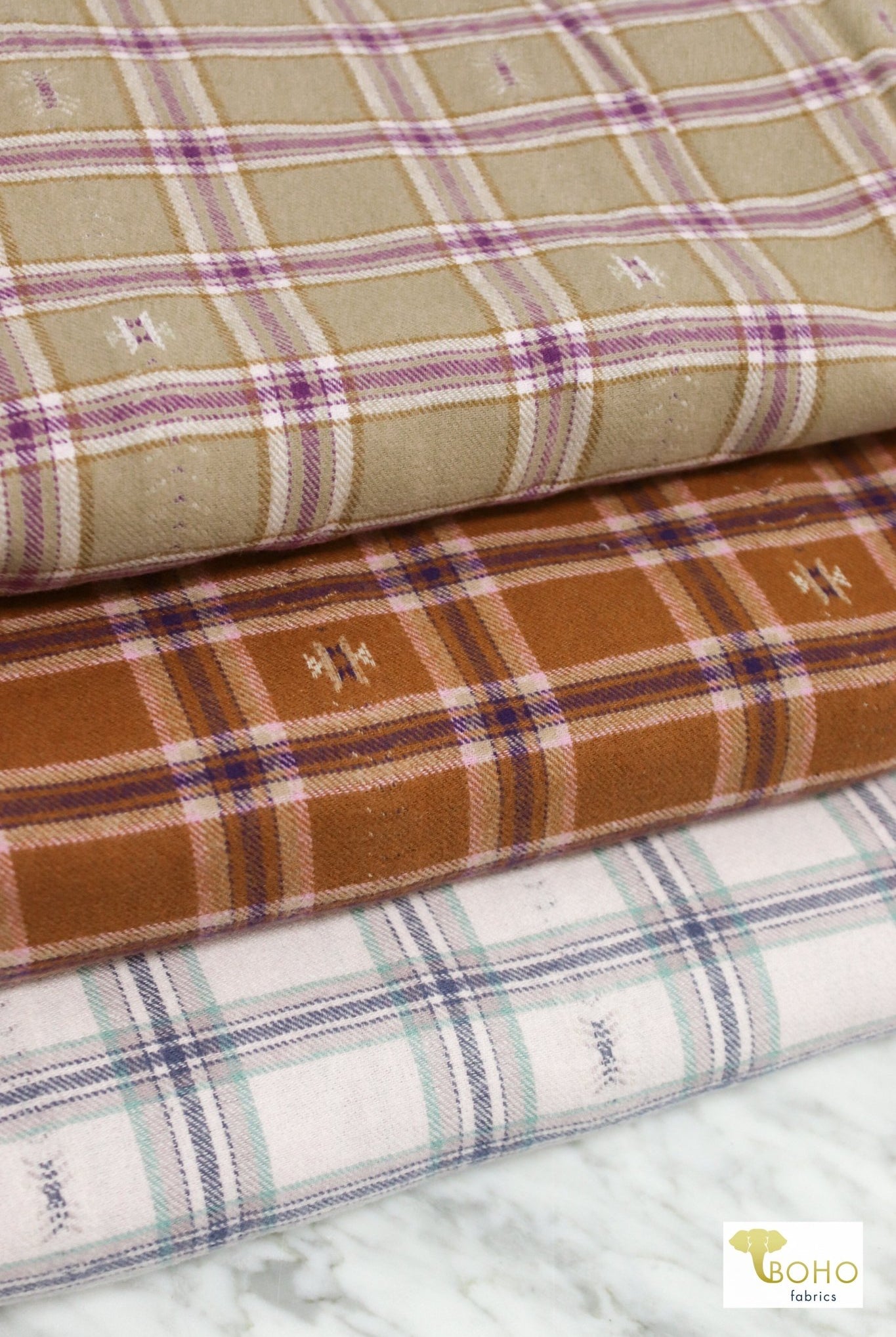 Austyn Copper - Desert Dobby , Woven Cotton Flannel - Boho Fabrics