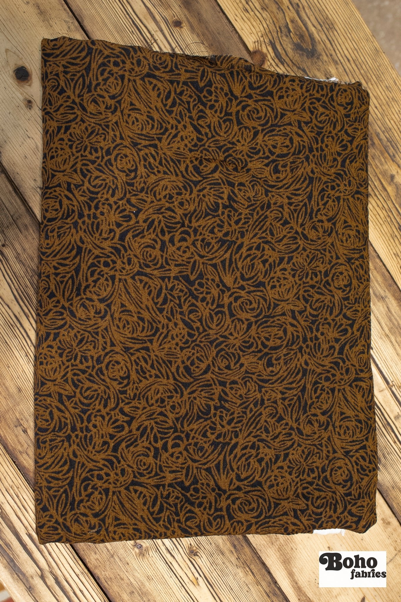 Autumn Rosework, Vintage Woven Fabric. SOLD AS A 3 YARD PIECE - Boho Fabrics - Vintage Fabric