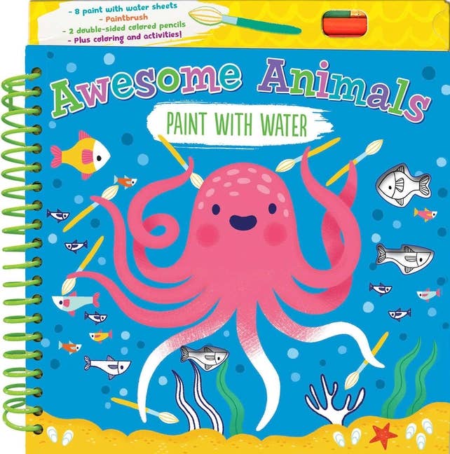 Awesome Animals Paint With Water With Paint Brush - Boho Fabrics - Books