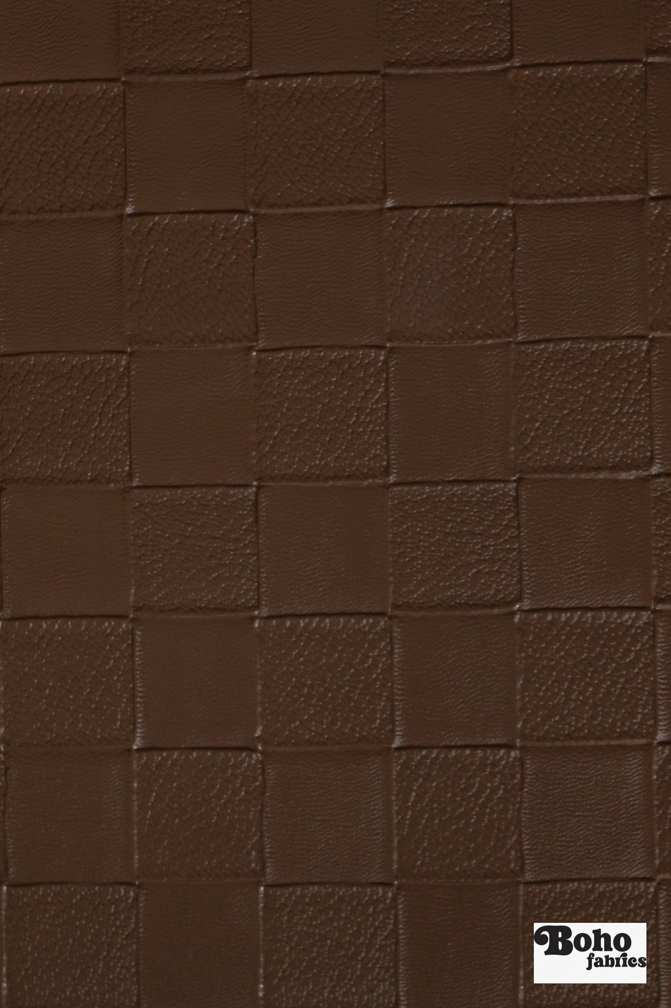 Beckett Leather in Brown Checker - Faux Leather Upholstery Fabric - Boho Fabrics - Home Dec. & Upholstery Fabric