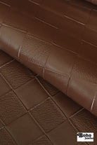 Beckett Leather in Brown Checker - Faux Leather Upholstery Fabric - Boho Fabrics - Home Dec. & Upholstery Fabric
