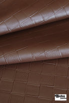 Beckett Leather in Brown Checker - Faux Leather Upholstery Fabric - Boho Fabrics - Home Dec. & Upholstery Fabric