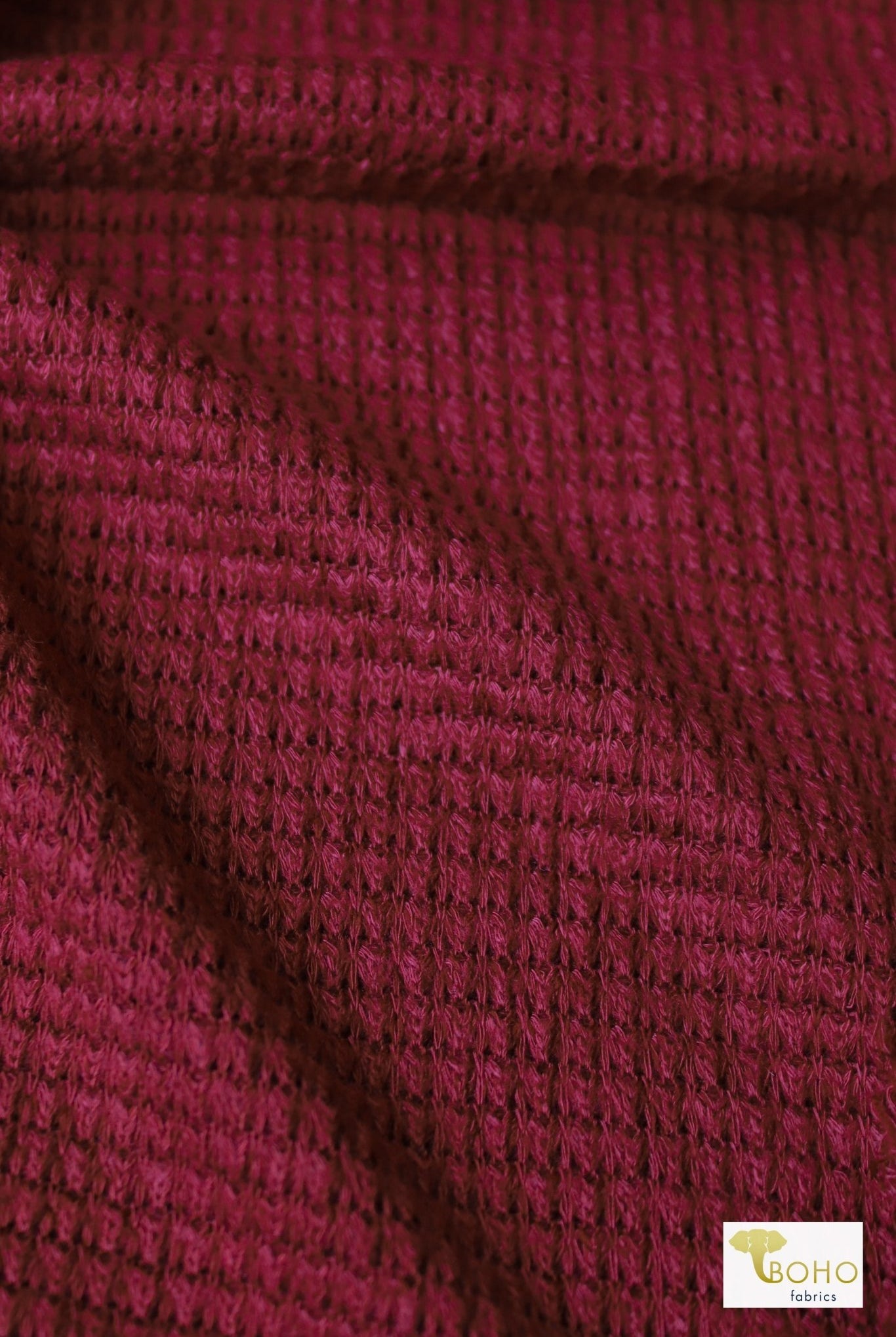 Beet Red, Cotton Waffle Knit - Boho Fabrics