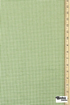 Beige and Grass Green Gingham Cotton Woven Fabric - Boho Fabrics - Woven, Fabric