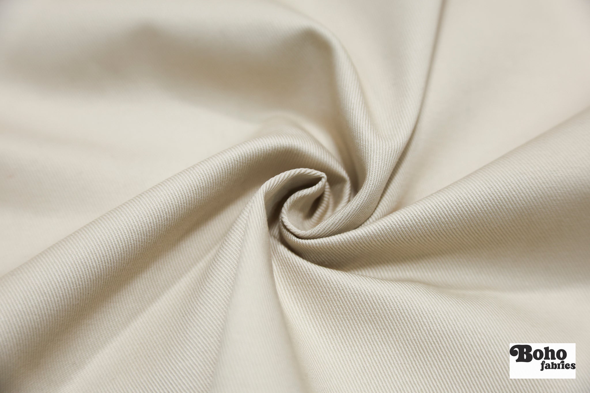 Beige Cotton Twill Woven Fabric - Boho Fabrics - Twill, Woven