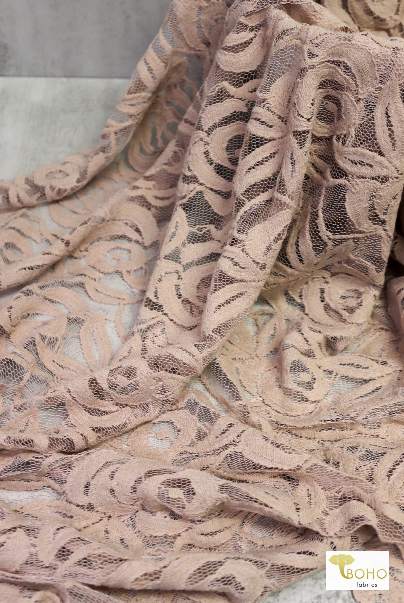 Beige Florals, Woven Cotton Lace - Boho Fabrics