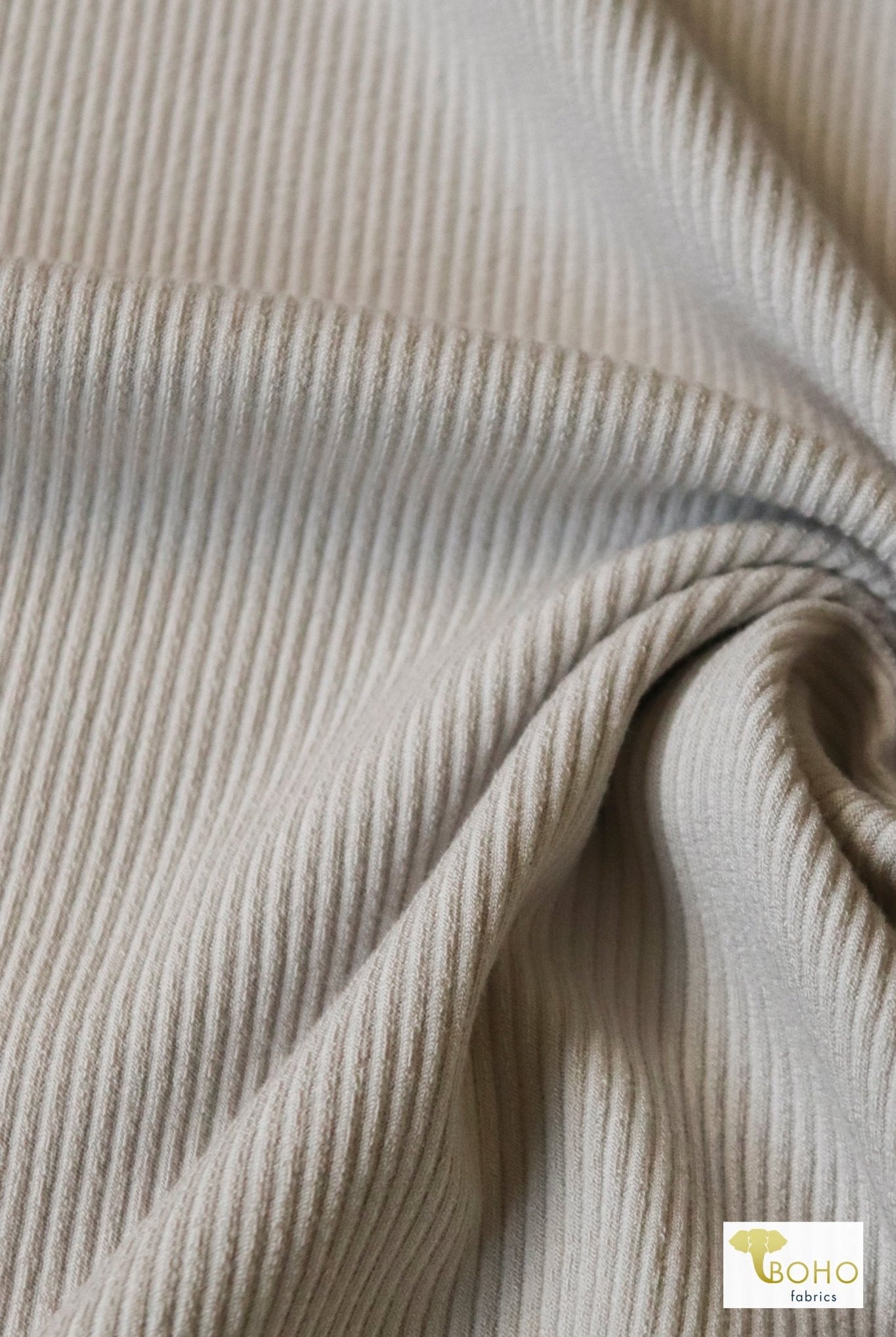 Beige Gray, Rib Knit Fabric - Boho Fabrics