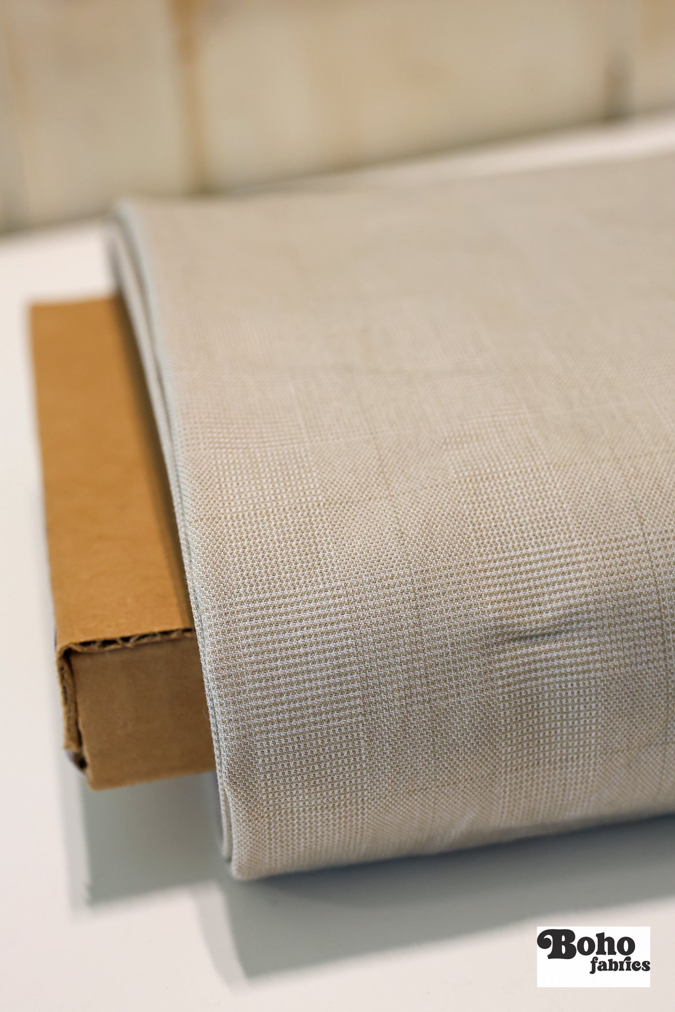 Beige Plaid, Stretch Woven Fabric - Boho Fabrics - Suiting, Woven Fabric?