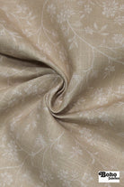 Beige & White Ditsy Floral Linen-Look Woven Fabric - Boho Fabrics - Home Dec. & Upholstery Fabric