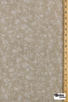 Beige & White Ditsy Floral Linen-Look Woven Fabric - Boho Fabrics - Home Dec. & Upholstery Fabric