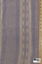 Beige with Blue Lines Geometric Silk Charmeuse Fabric, Pre-Cuts - Boho Fabrics - Woven Fabric