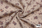 Beige with Brown and Rust Ditsy Floral Clusters Rayon Crepe Woven Fabric - Boho Fabrics - Crepe, Woven