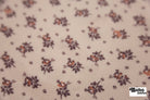 Beige with Brown and Rust Ditsy Floral Clusters Rayon Crepe Woven Fabric - Boho Fabrics - Crepe, Woven