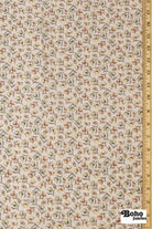 Beige with Muted Watercolor Florals Rayon Challis Woven Fabric - Boho Fabrics - Challis, Woven