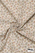 Beige with Muted Watercolor Florals Rayon Challis Woven Fabric - Boho Fabrics - Challis, Woven
