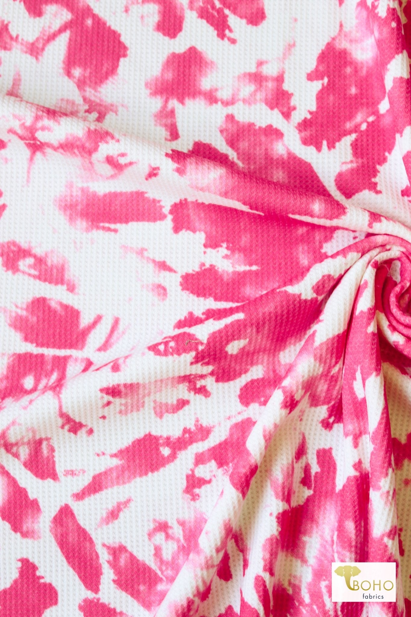 Berry Pink Tie Dye Thermal Knit. WAFF - Boho Fabrics