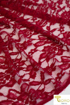 Berry Rosebuds. Stretch Lace. SL-102-BRRY - Boho Fabrics