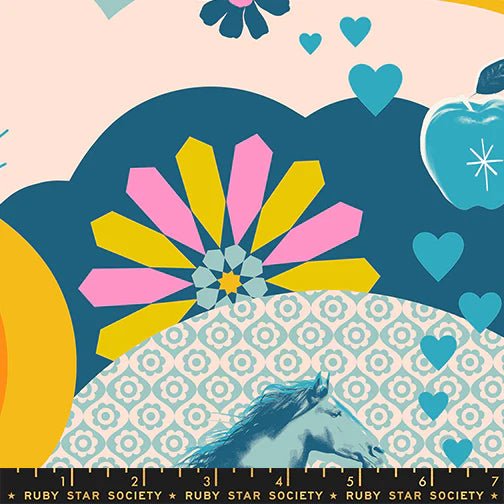 Best Day Ever Daydream in Teal by Melody Miller for Ruby Star Society - 100% Cotton Fabric - RS0103 14 - Boho Fabrics - Quilting Cotton, Woven