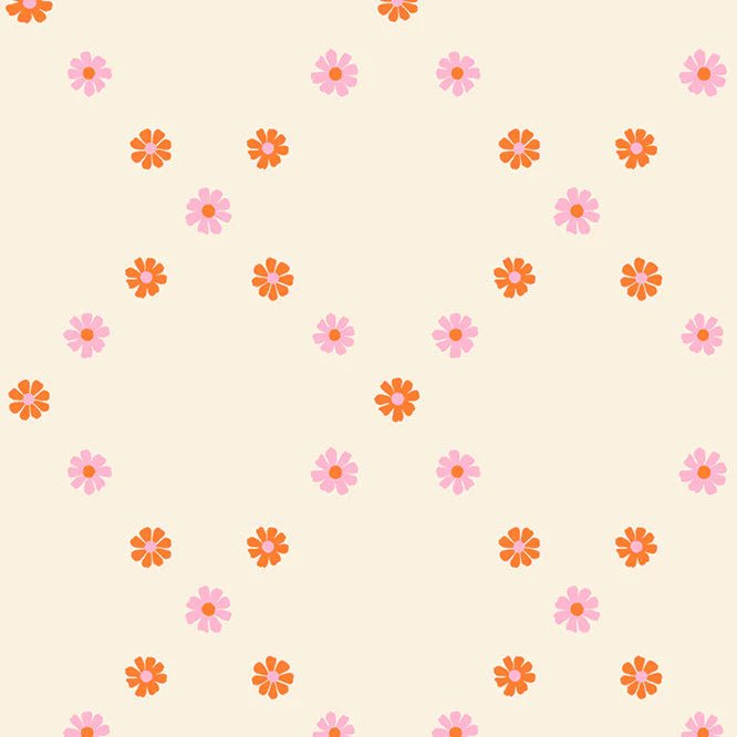 Best Day Ever Diamond Flowers in Posy Orange by Melody Miller for Ruby Star Society - 100% Cotton Fabric - RS0107 12 - Boho Fabrics - Quilting Cotton, Woven