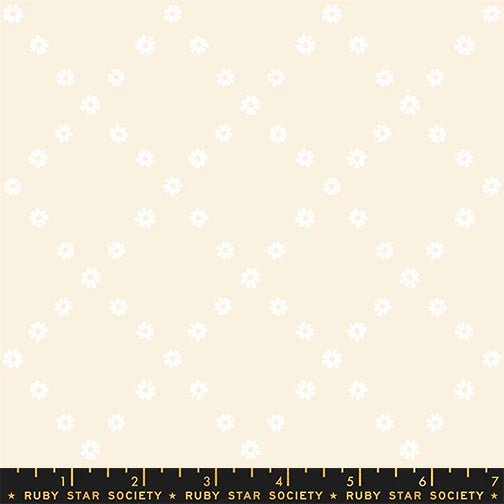 Best Day Ever Diamond Flowers in White On Natural by Melody Miller for Ruby Star Society - 100% Cotton Fabric - RS0107 11 - Boho Fabrics - Quilting Cotton, Woven