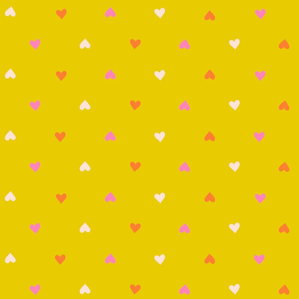 Best Day Ever Hearts in Golden Hour by Melody Miller for Ruby Star Society - 100% Cotton Fabric - RS0091 17 - Boho Fabrics - Quilting Cotton, Woven