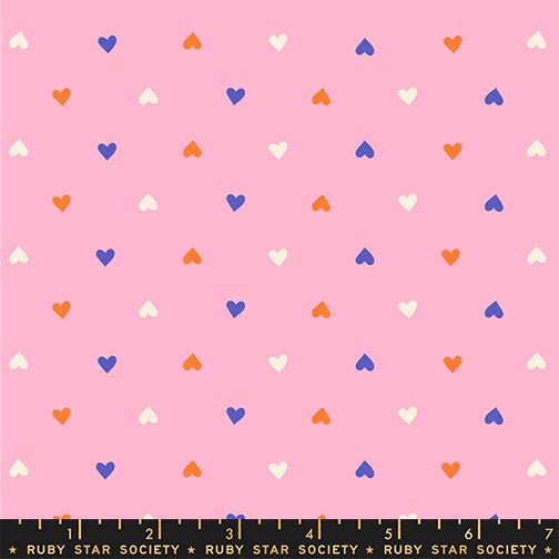 Best Day Ever Hearts in Posy by Melody Miller for Ruby Star Society - 100% Cotton Fabric - RS0091 19 - Boho Fabrics - Quilting Cotton, Woven