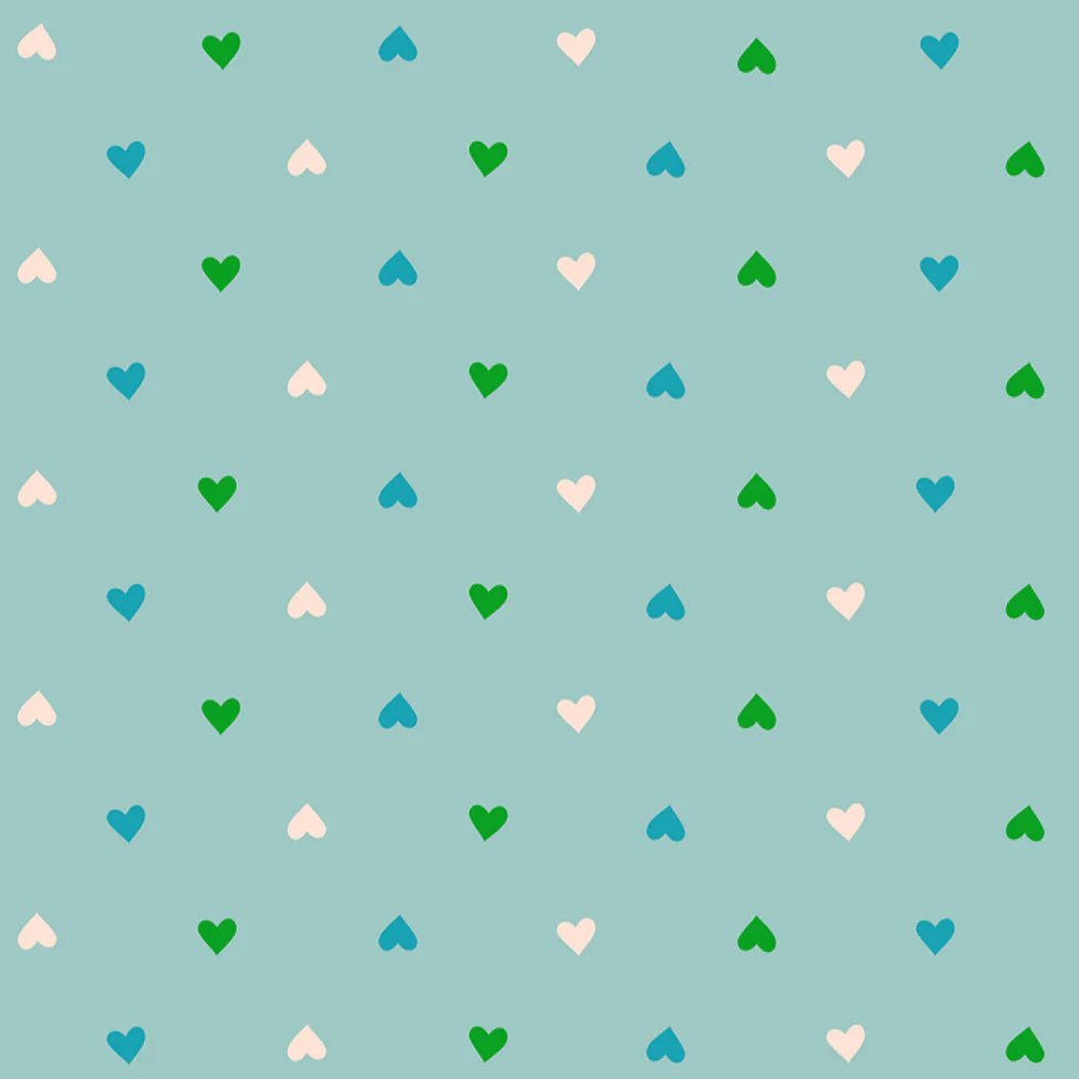Best Day Ever Hearts in Turquoise by Melody Miller for Ruby Star Society - 100% Cotton Fabric - RS0091 20 - Boho Fabrics - Quilting Cotton, Woven