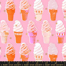 Best Day Ever Ice Cream Metallic in Pink by Melody Miller for Ruby Star Society - Metallic Cotton Fabric - RS0105 14M - Boho Fabrics - Quilting Cotton, Woven