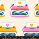 Best Day Ever Typewriters in Natural by Melody Miller for Ruby Star Society - 100% Cotton Fabric - RS0104 11 - Boho Fabrics - Quilting Cotton, Woven