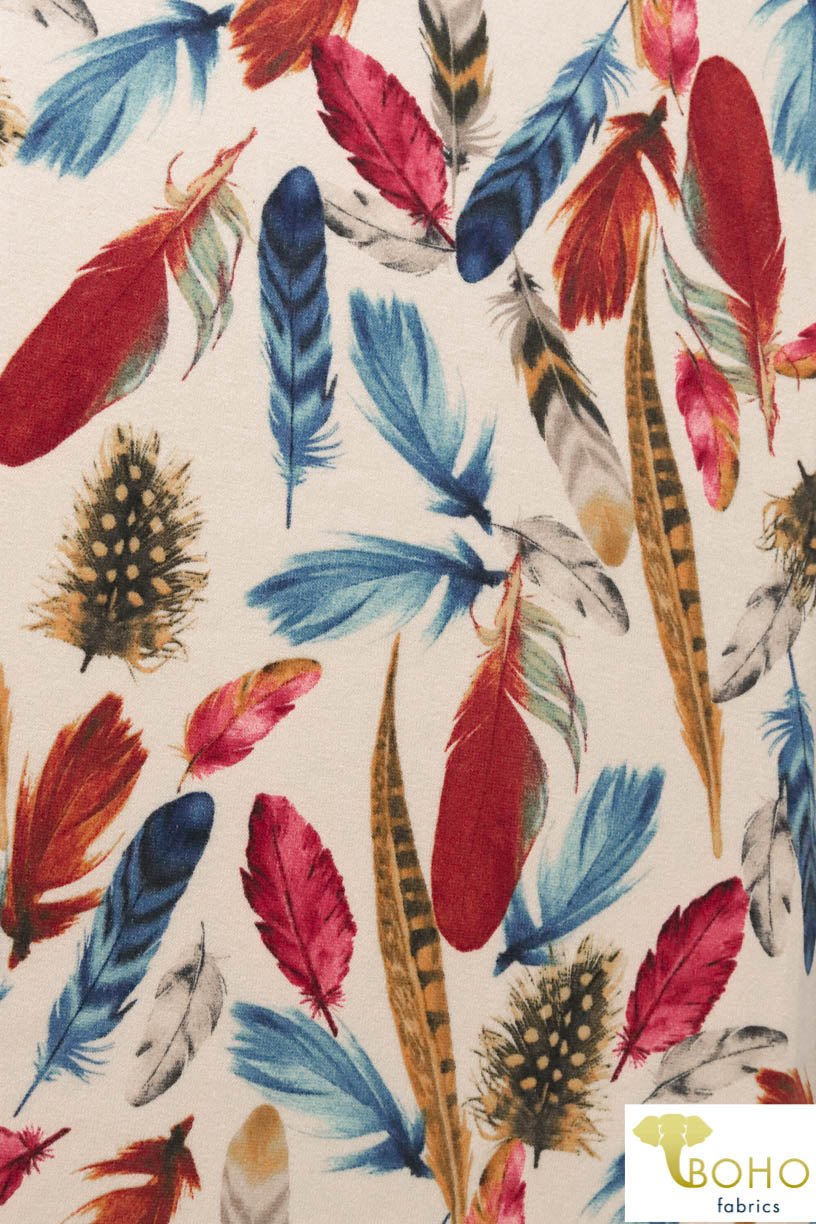 Birds of a Feather, Sweater Knit on Ivory. PRSW-112-IRY - Boho Fabrics